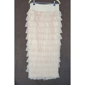 TWELVE BY TWELVE Multi Layer Cake Ruffle Tulle Maxi Pencil Skirt Blush sz S